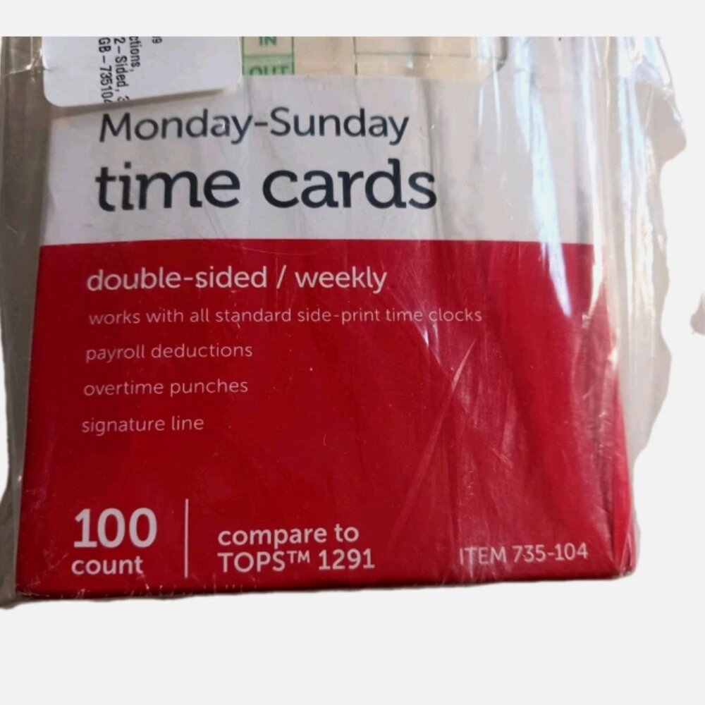 4 Boxes of 100 Office Depot TOPS 1291 Time Cards Weekly 2-Sided Manila 400 Total - Picture 7 of 8